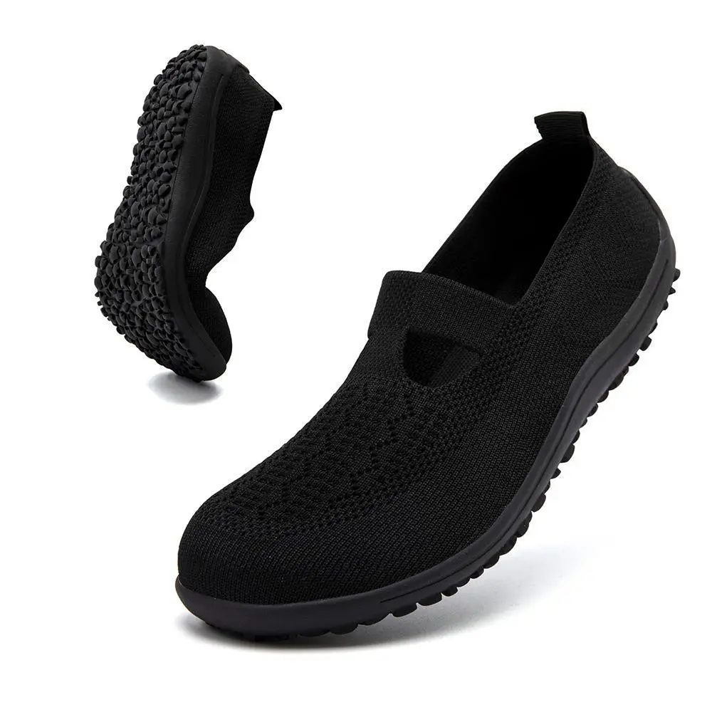 Women's Barefoot Slip-On Loafers - Wide Round Toe, Lightweight, Breathable, Soft Checked Casual Flat Footwear for Everyday Walking