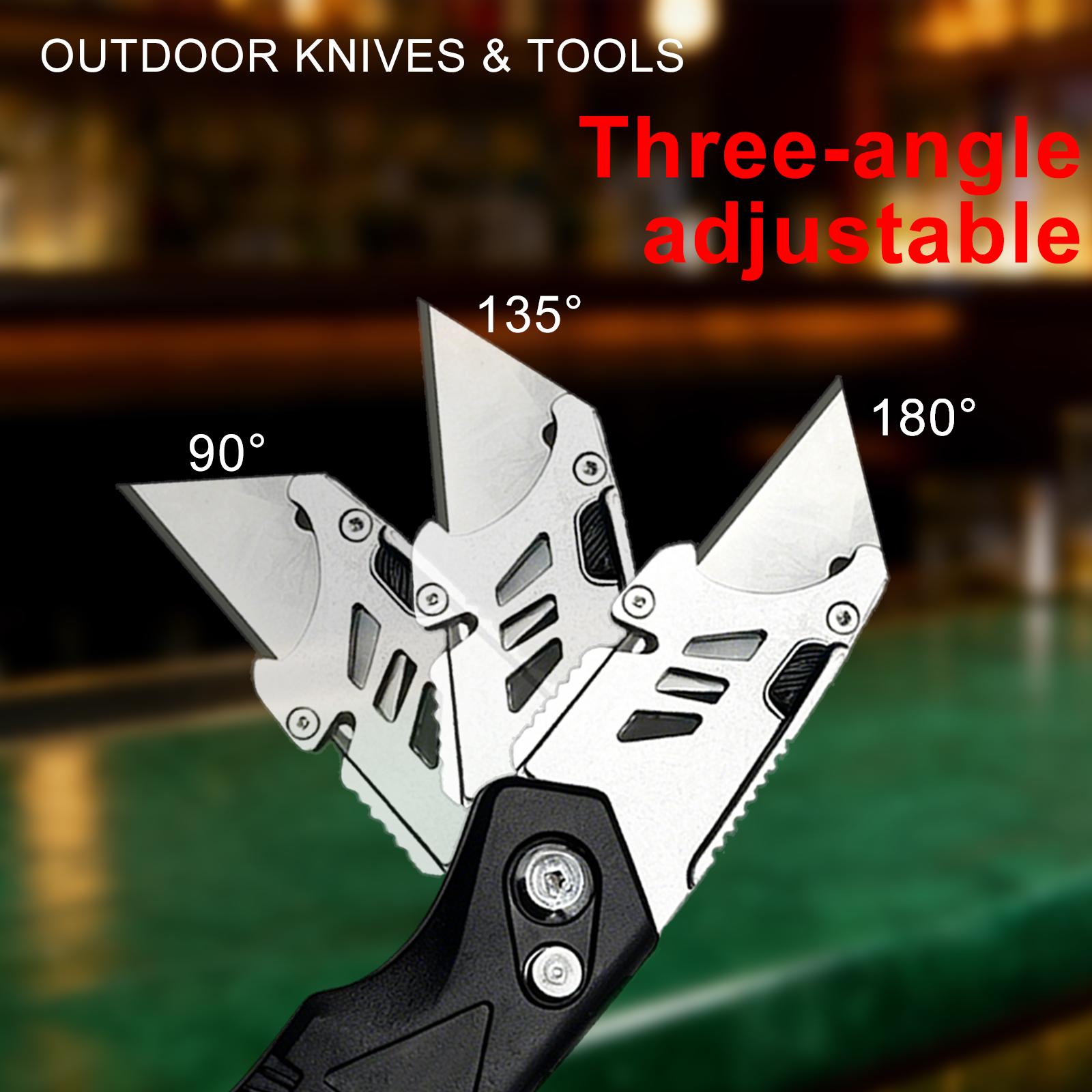 Heavy Duty Folding Box Cutter with 6 Blades, Quick Release Utility Knife, 3 Position Safety Cutter with Ergonomic Grip and Blade Storage for Cardboard, Vinyl, Carpet and DIY Use Heavy Duty Folding Box Cutter with 6 Blades, Quick Release Utility Knife, 3 Position Safety Cutter with Ergonomic Grip and Blade Storage for Cardboard, Vinyl, Carpet and DIY Use