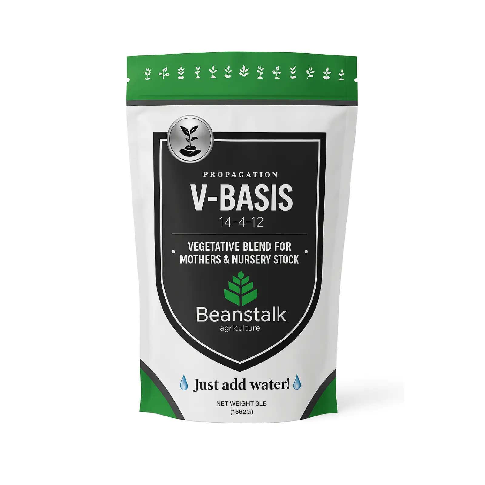 Beanstalk Agriculture V-Basis 14-4-12 3lb Bag Precision-Engineered Fertilizer for Vegetative Stage Cultivation