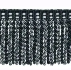 Black and sliver Bullion Fringes Trim 2.5" - 5 Yards High-Quality Polyester Yarns for Versatile Decor and Easy Care - Snack