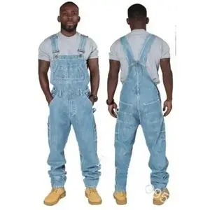 Overall New Men's Denim Cosplay Cargo Pants Casual Multi-Pocket Loose Stitching Straight Jumpsuit Stylish Adjustable Men's Formal Wear Motocross