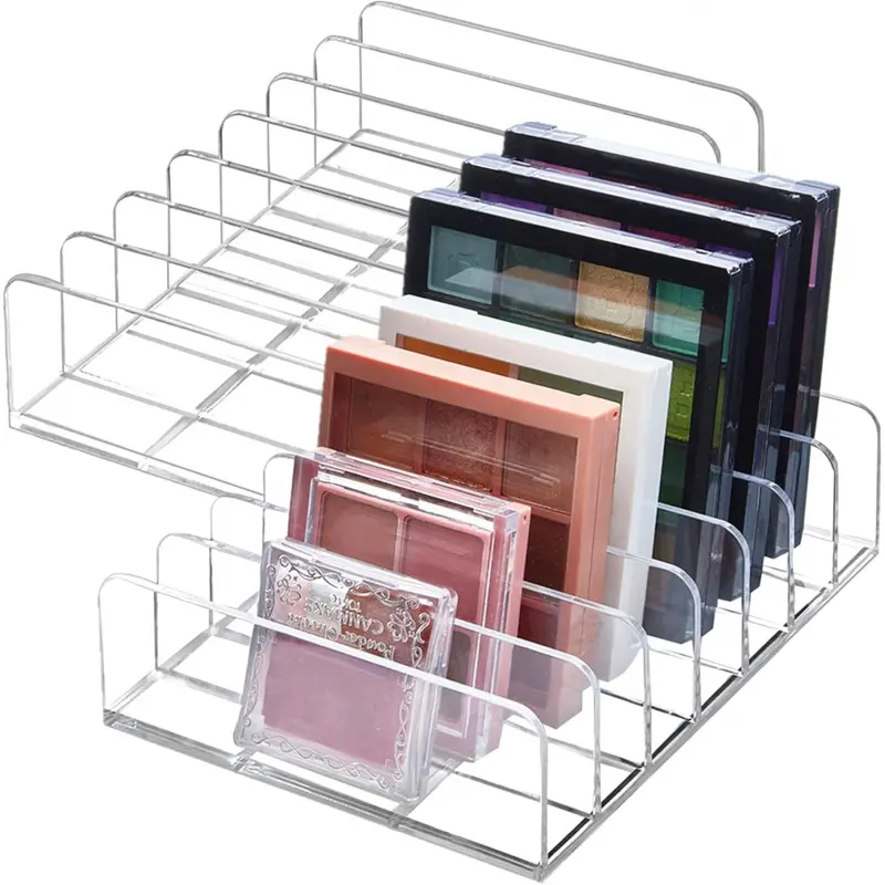 2 Pack Acrylic Eyeshadow Palette Makeup Organizer - 7-Section Makeup Palette Organizer - Cosmetics Display Storage Holder for Eyeshadow Palettes Blush Contour Kits Sunglasses-L