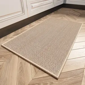 Kitchen Rug Washable Non-Slip Absorbent Floor Mat for Front of Sink Anti-Fatigue Comfort Beige Runner Durable Stain-Resistant Machine Washable
