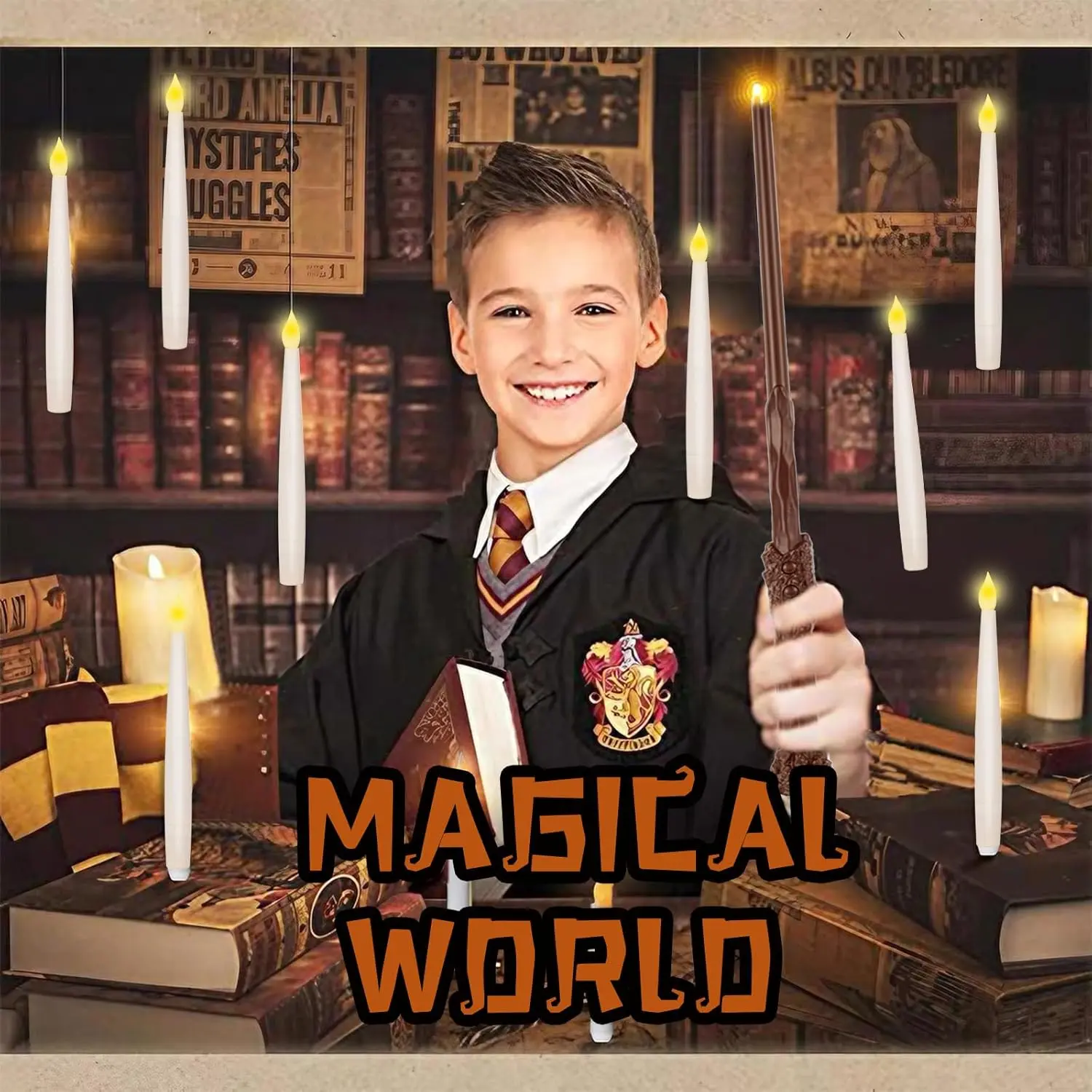 MAMXUAN,Floating Candle with Magic Wand, Battery Required Magic Hanging Candle, Flameless Flickering Warm Light LED Candle, Decor for Wedding, Party, Home Decor Decorative Lighting lights bedroom