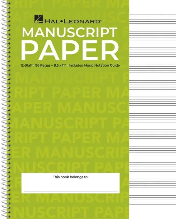 Standard Wirebound Manuscript Paper Green Cover 12 Staves Per Page Music Notation Guide for Composers Students and Musicians Hal Leonard Spiral-Bound -- Hal Leonard Corp - Spiral