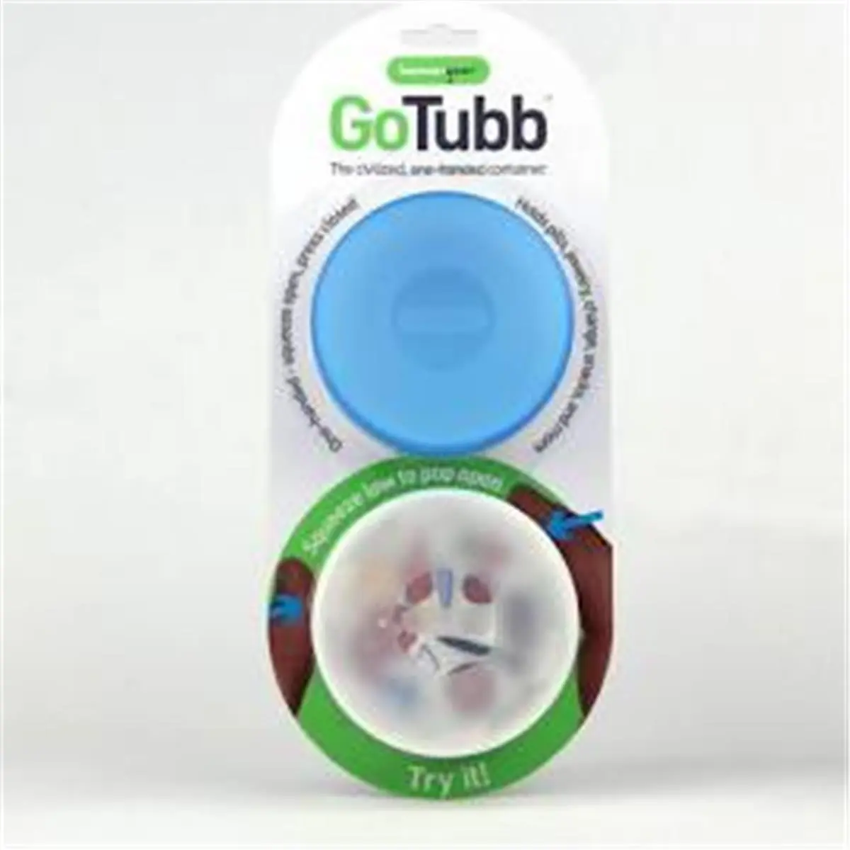 212 MAIN Humangear 340508 Large Gotubb Portable Kitchen Storage Containers with Lid, 1-Hand Op Jar, Clear & Blue, Pack of 2, Canister