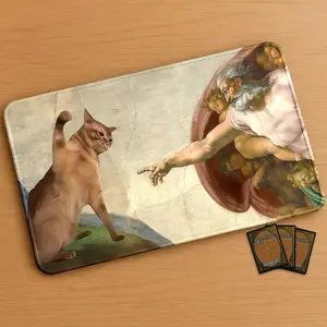 Funny MTG Playmat Cat Slap  Stitched Edges Extra Thick