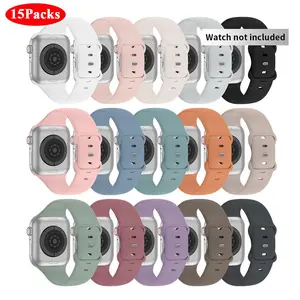 Silicone Watch Band for Apple Watch (Band Only), 15pcs Soft Breathable Sport Watch Band Compatible with iWatch, Replacement Smart Watch Band for Women Men, Smart Watch Straps