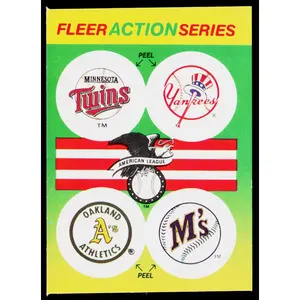 Twins / Yankees / Athletics / Mariners 1990 Fleer Team Stickers #NNO