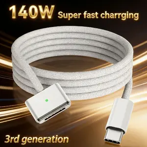 140w Super Fast Charging Cable, 3rd Gen Magnetic Type-C to USB Data Cable, Compatible with Macbook Series Laptops, Quick Charge Adapter, Type C Port