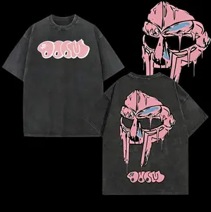 Metal mask washed vintage T-shirt for rappers/hip-hop artists; unisex loose fit; men’s hip-hop/rap Harajuku-style T-shirt; distressed hoodie; crewneck sweatshirt; Valentine’s Day gift; Valentine’s Day