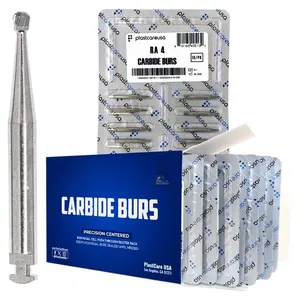 PlastCare USA RA 4 Carbide Burs - 100 Pack (10 Packs of 10) for Slow-Speed Handpieces