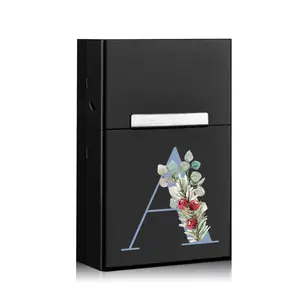 Portable Cigarette Case, Dustproof & Durable Design, Large Capacity Metal Organizer, Travel Essential Accessory, Blue Color, 26 Letters Pattern