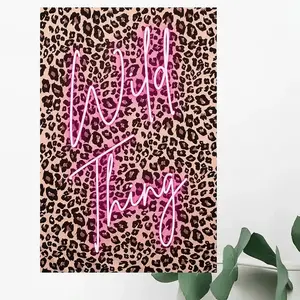 2d Flat 1 Piece Wild Pink Neon Leopard Print Frameless Canvas Wall Art - 30 48x 40 64cm Poster Modern Animal Print Mo Minimal Posters (No Frame)