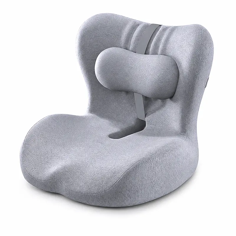 Ergonomic Pillow for Fatigue Relief, Adjustable Seat Cushion and Lumbar Support Pillow Set for Office Chairs, Memory Foam Backrest Support Pillow and Seat Cushion for Car Seats and Office Chairs (Gray)