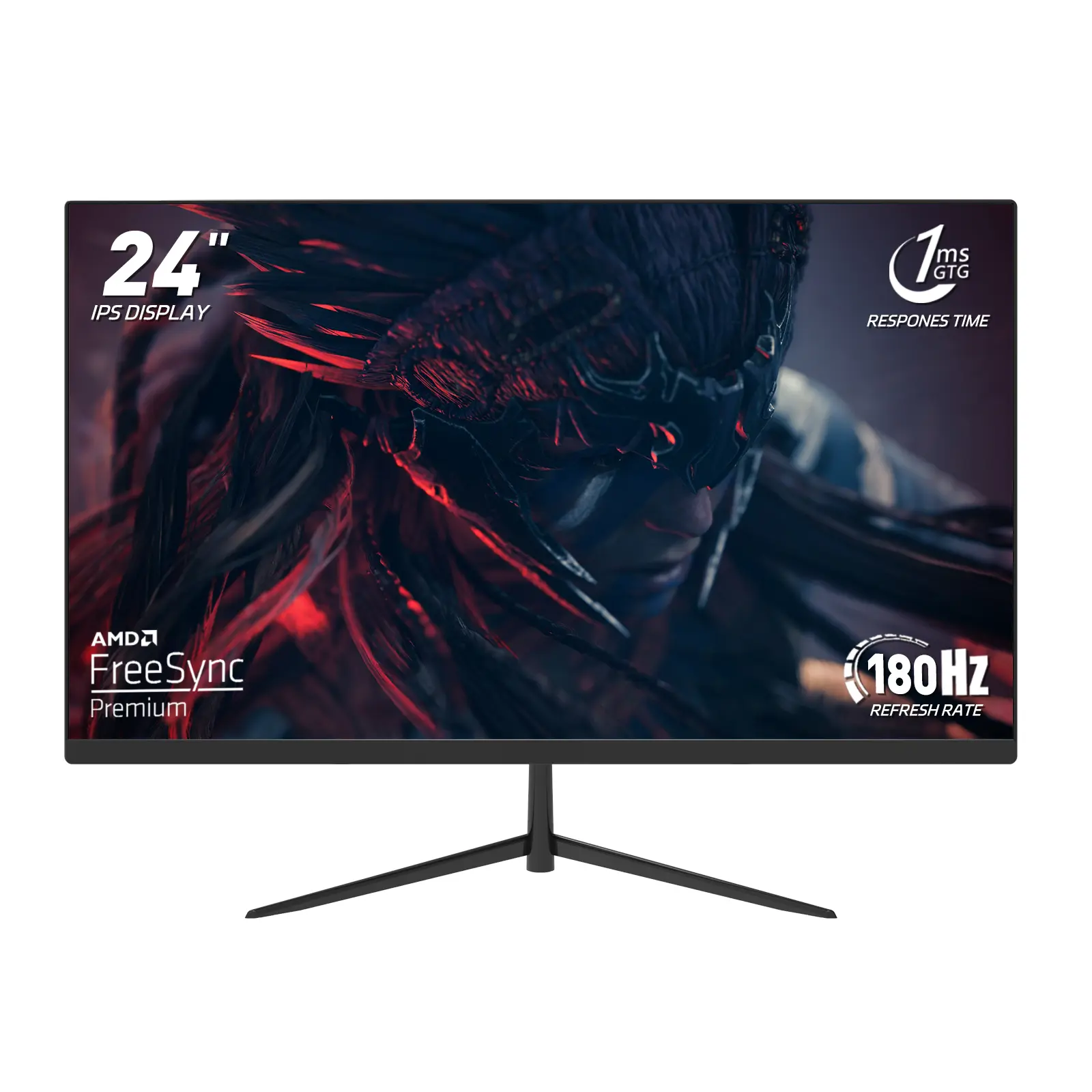 24" FHD IPS Gaming Monitor - 180Hz Refresh Rate, 1ms Response Time, FreeSync, Vibrant Visuals, Color Accuracy, Built-in Speakers, Borderless Design, HDMI/DP Ports for PC & Console (Smooth Gameplay Support)
