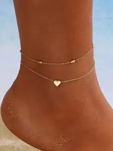 Creative Vintage Minimalist Heart Design Anklet, Fashionable Jewelry for Women & Girls, Trendy All-match & Exquisite Jewelry for Birthday Gift