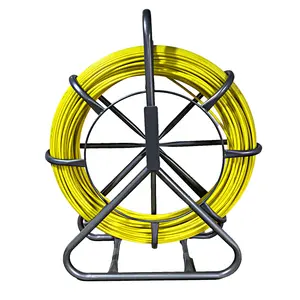 Fiberglass Duct Rodder Fish Tape, 1/4" x 328ft Steel Reinforced Cable Puller, Electrical Wire Running Rod with Gloves & 2 Projectiles for Low Voltage Conduit Wiring