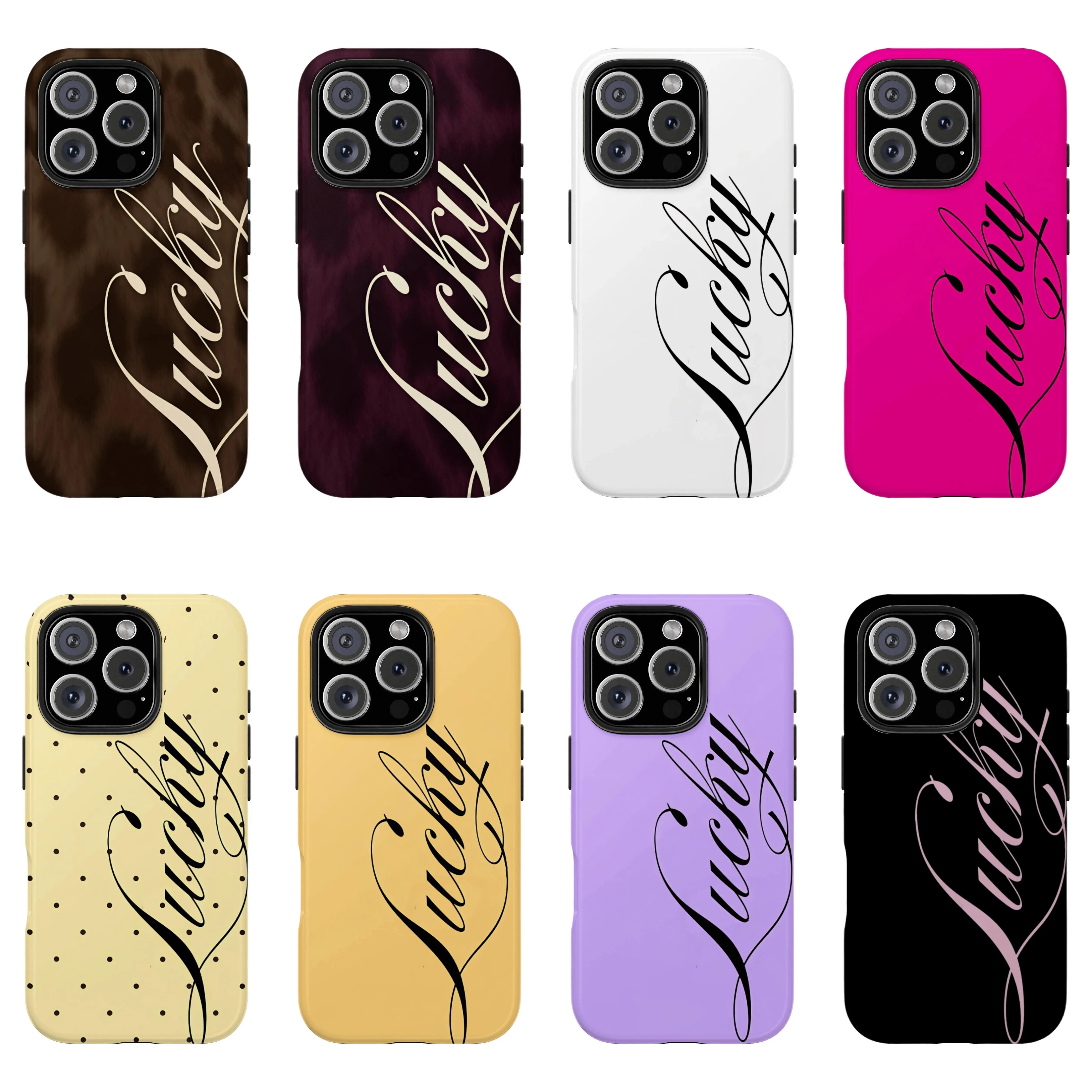 Lucky Script Design Phone Case for iPhone 17 Air 16 Plus 15 Promax 14 13 12 11 Pro