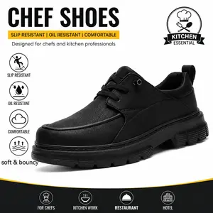 Men ' s black chef shoes , slip on work shoes , waterproof and anti slip chef shoes , comfortable , fashionable and versatile , flash on , casual Oxford shoes , suitable for kitchen work , office daily wear Footwear light Weight