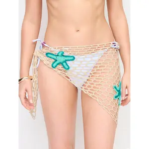 Cider Starfish Graphic Hollow Out Mid Rise Tie Side Sarong