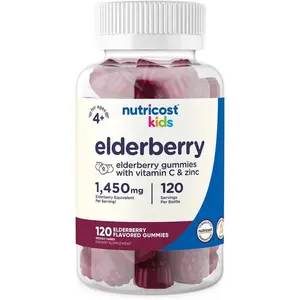 Nutricost Kids Elderberry Gummies (50mg) with Zinc & Vitamin C 120 Gummies - Gluten Free, No Corn Syrup