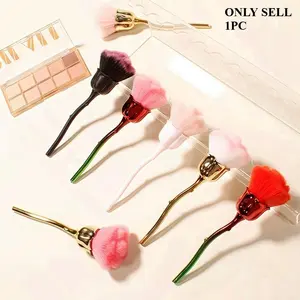 Rose Shape Brush, Soft Bristles, Ideal for Loose Powder, Perfect for Makeup and Nail Dusting, Large Soft Hair Nail Dust Brush, Blush Brush, Manicure Art Brush