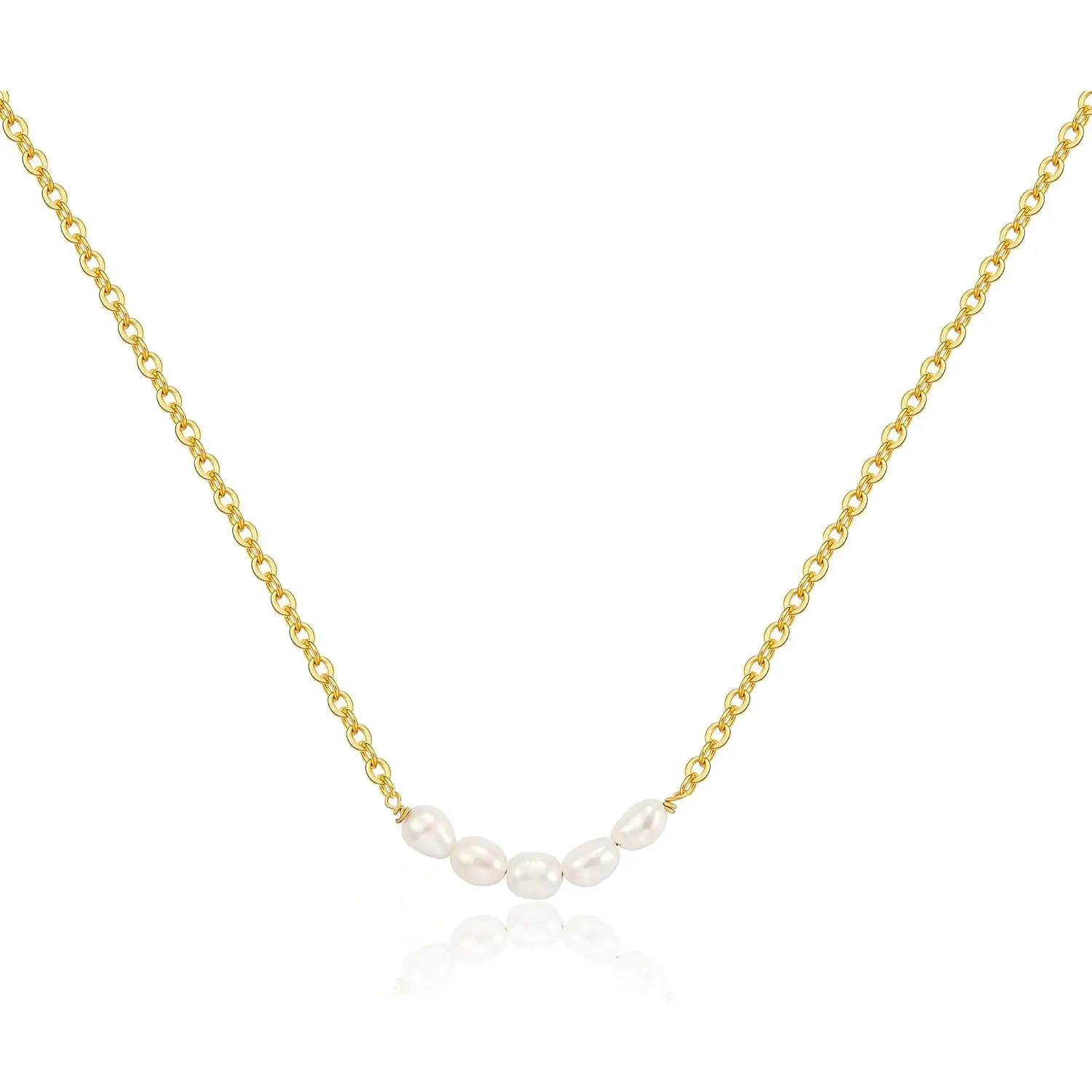 Dainty Shell Flower Necklace for Women, Gold-Tone Friendship Pendant with Pearl, Adjustable 16.5-18.5 Inch Chain, Exquisite Anniversary Jewelry Gift in Box, Exquisite Jewelry Gift, 16.5 Inches + 2-Inch Extender