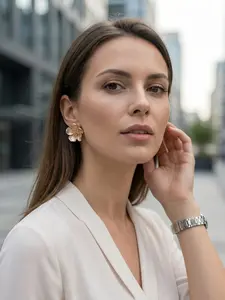 Women's Flower Earrings, 14k Gold Plated Enamel Cherry Blossom Studs, Hypoallergenic Fade-Resistant Jewelry, Perfect for Daily Wear