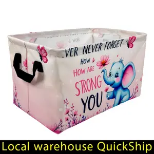 Pink Cute Elephant Storage Basket Extra Large Collapsible laundry basket, suitable for bedroom bathroom clothing and toy storage, household items,laundry hamper, Shelf Baskets