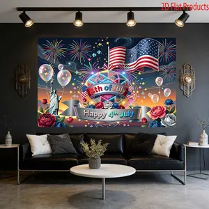 2D Flat, 1pc 250th Anniversary Holographic Mandala Wall Tapestry - UV Printed Chrome Liberty Suitable for, Birthday Backdrop, Photography Background, Multifunctional Indoor/Outdoor Decoration with Sparkling Holographic, 2D Flat