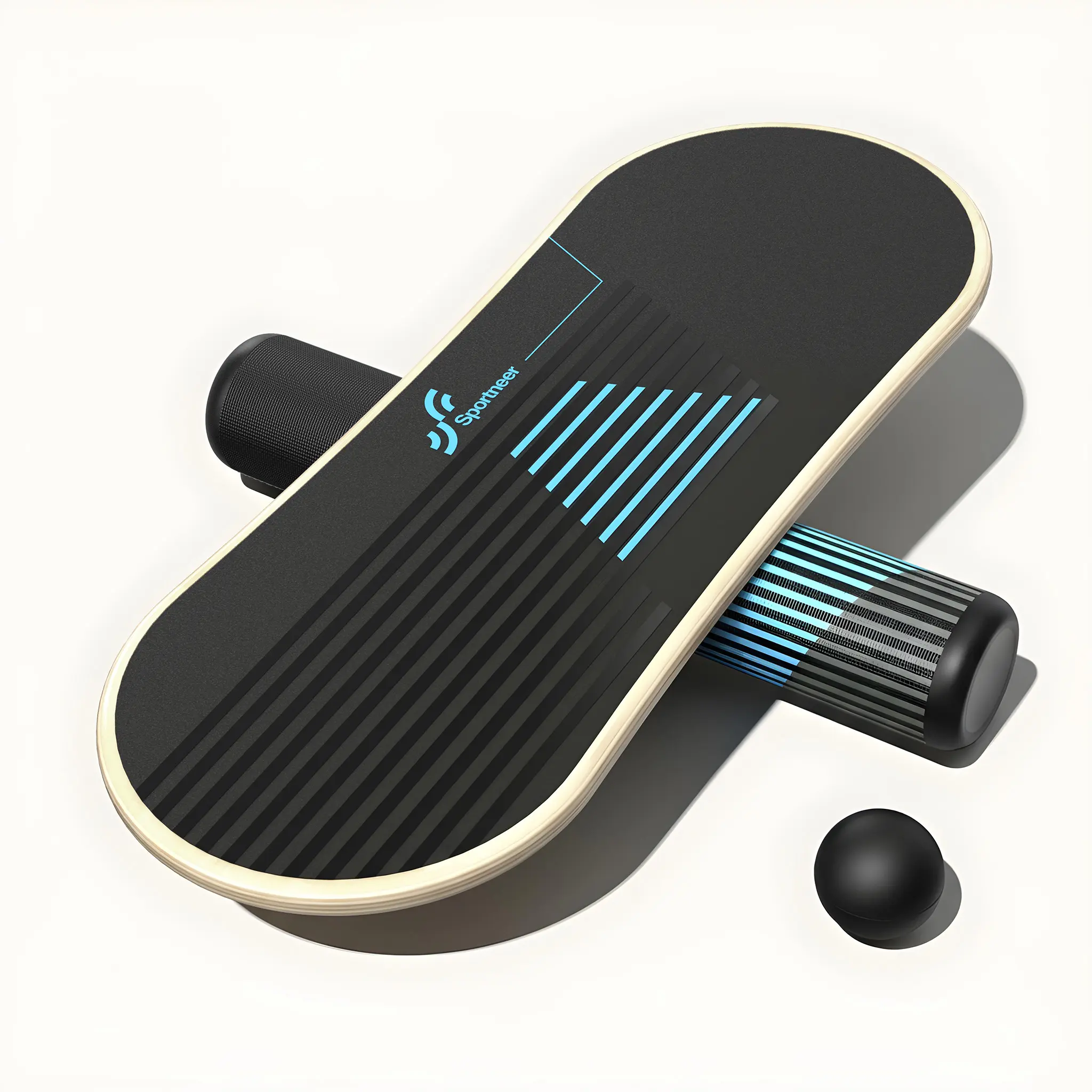 Sportneer Glossy Balance Board - 7 Modes Wobble Board with Adjustable Stoppers, Exercise Balancing Stability Trainer for Improve Balance