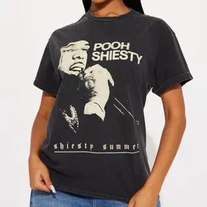 Pooh Shiesty Summer Washed Tee - Black Unisex For Men And Women