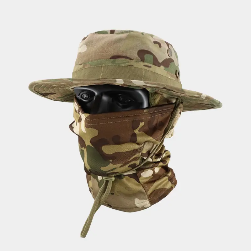 Camouflage Tactical Benny Hat Set Multifunctional Outdoor Fishing Cap bucket hat Sun protection Breathable round edge hat Breathable round edge hat detachable face cover outdoor hiking hat