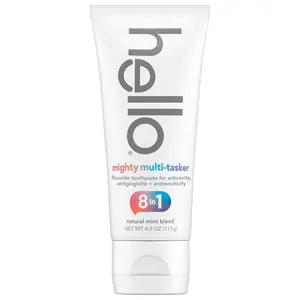 Hello Mighty Multi-Tasker Fluoride Toothpaste 8 in 1 Anticavity Antiguivitis Antisensitivity SLS-Free Vegan 4.0 oz