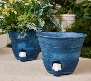 Bernini Set of 2 Firmastone 15" Self-Watering Smart Planters
