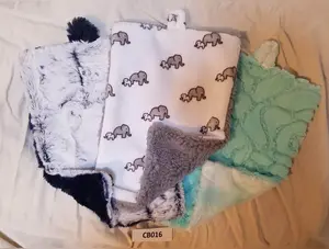Blankies 3 Pack: Loops and Elephants Cuddle Snow with Silver, Teal, and Navy with Carry Bag