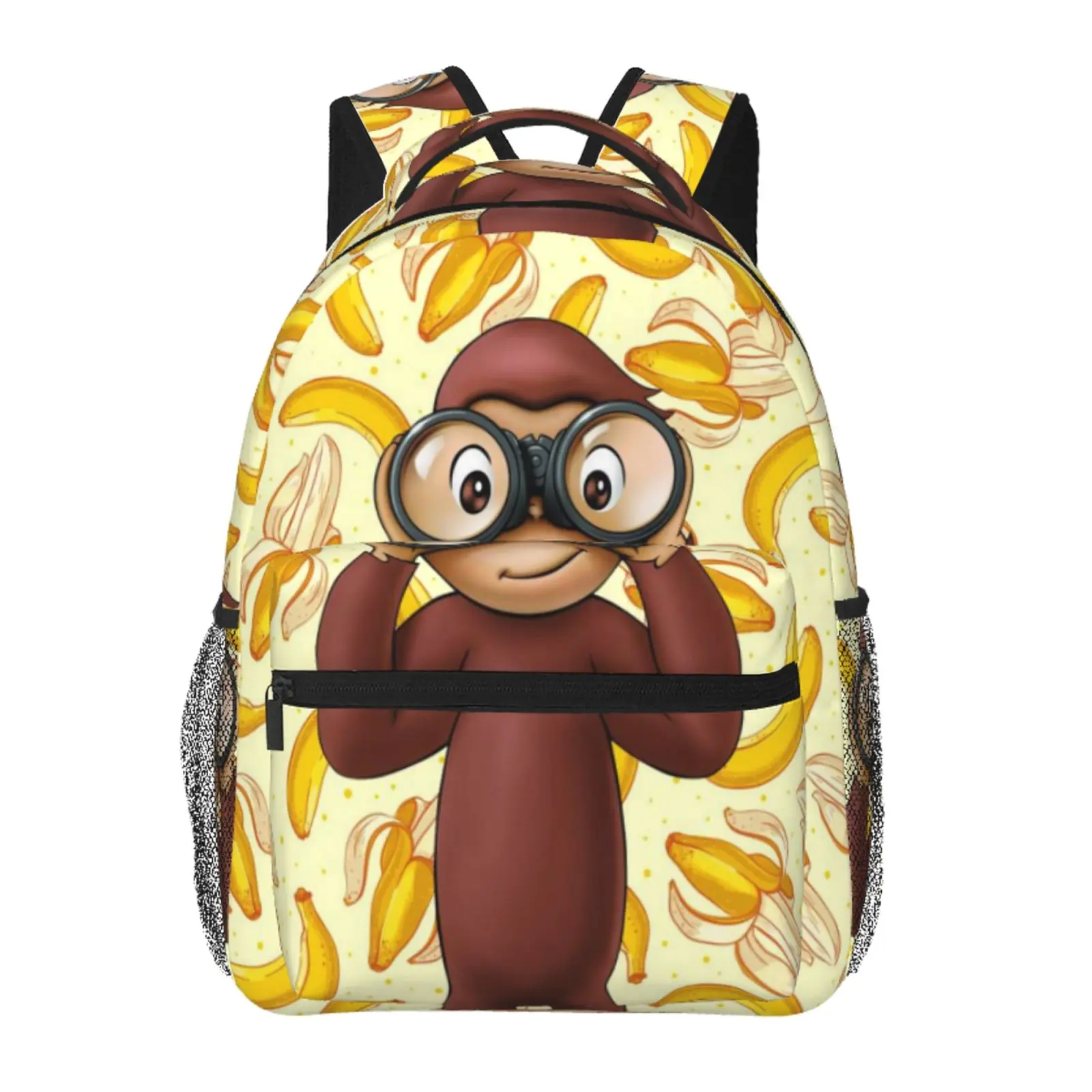 Monkey All-Over Print Backpack Large Capacity Monkey Everyday Carry Bag for Daily Errands Outdoor Activities Casual Workdays, Cartoon Goth Monkey Merch Laptop Daypack School Bag for Men Women Students & Gift Giving