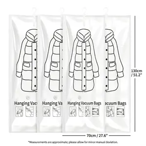 Hanging Vacuum Storage Bags 6 Pack Reusable Space Saving Bags for Heavy Winter Coats