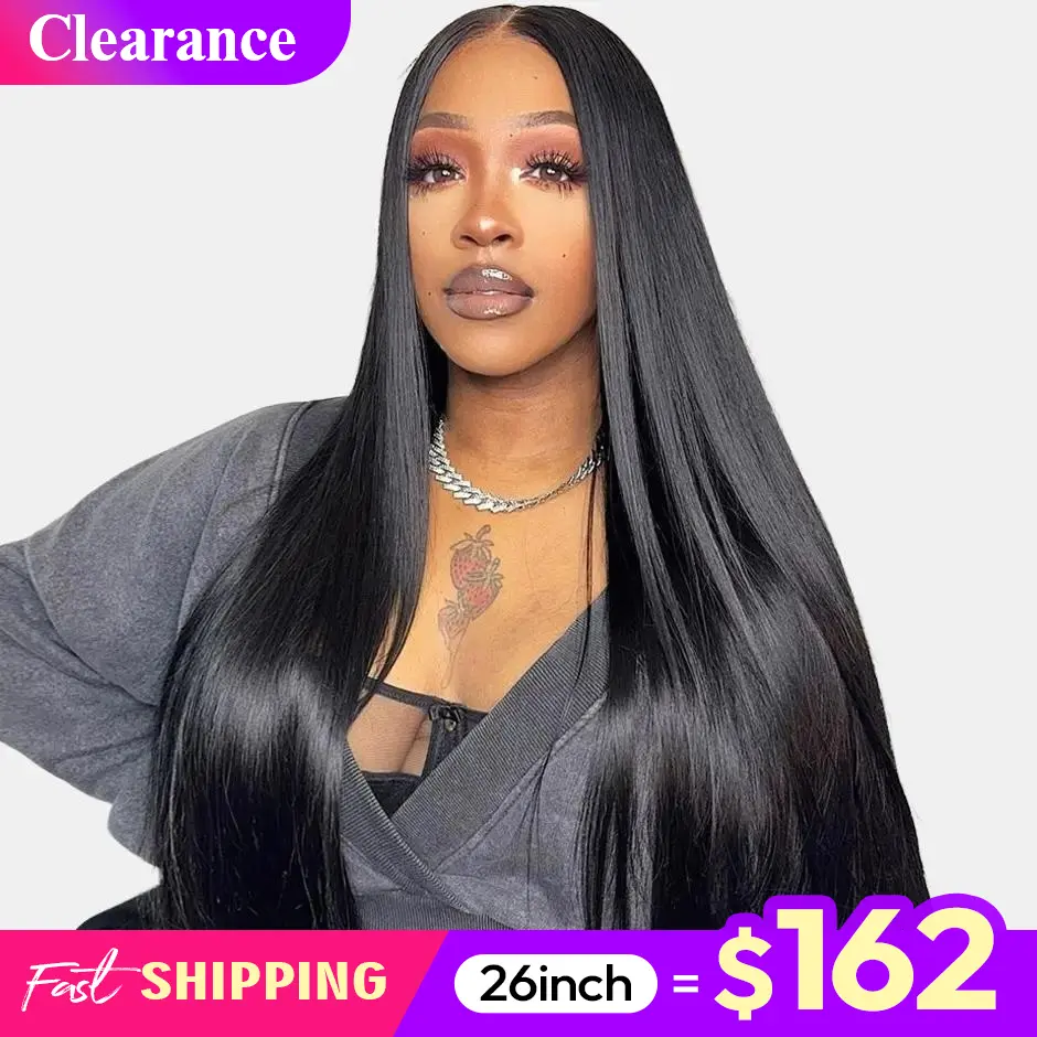 【Clearance】FORGIRL FOREVER Wear And Go Straight Wig Pre Plucked Wear Go Glueless Wigs Pre Cut 7x5 Transparent Lace Closure Wigs Beginner Friendly