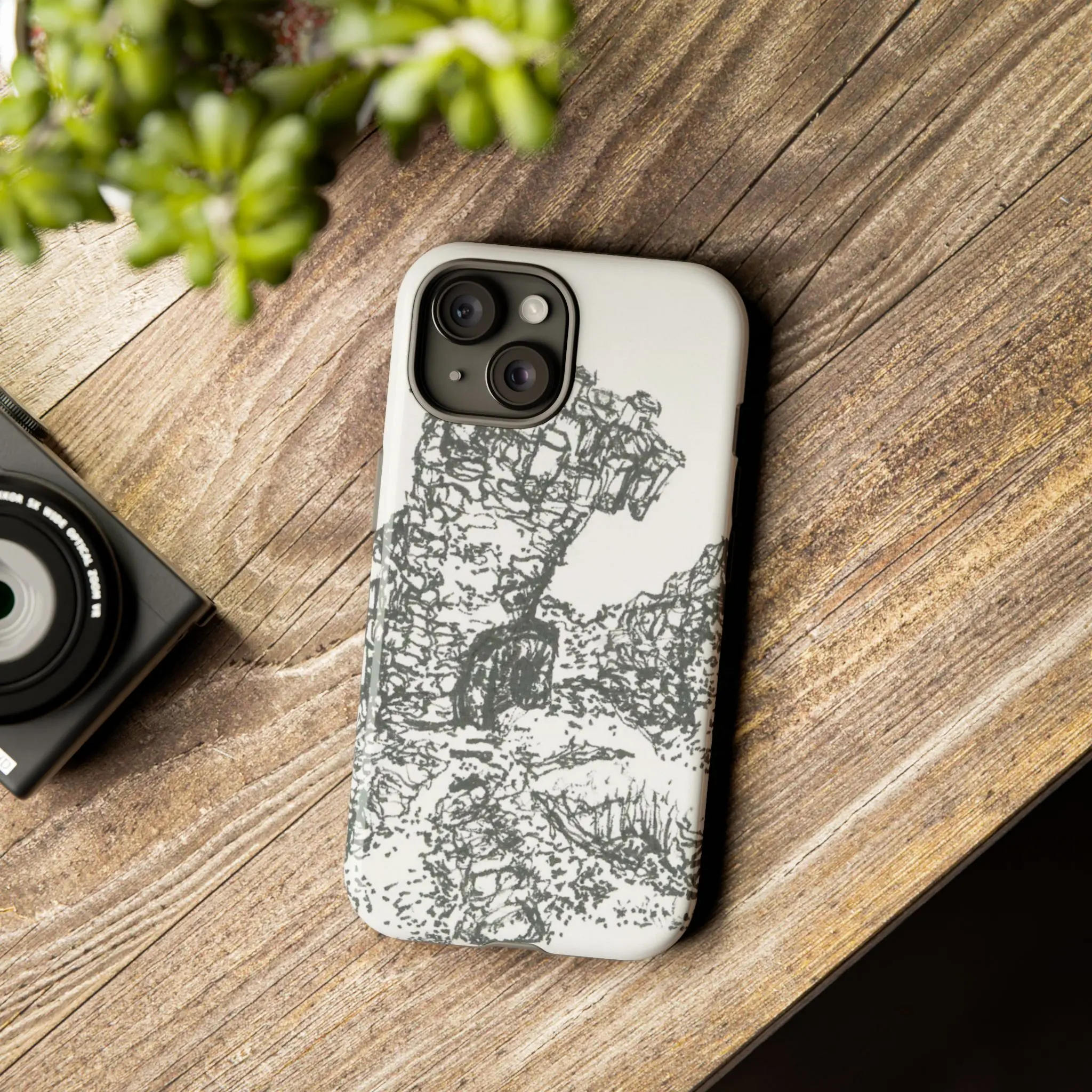 Hand Illustrated, Ruins of Ophir- Space Odyssey Series, Shockproof Protective Phone Case, Sci-Fi Tech Enthusiast Gift, Tough Phone Cover,  Artistic Mobile Accessory