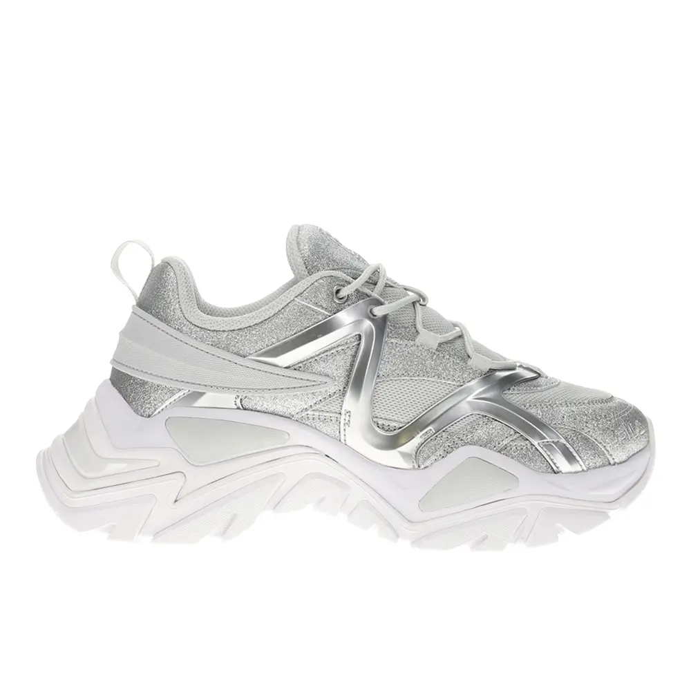 Fila Womens Electrove 3 Metallic Lace Up Sneakers Shoes Casual - Silver