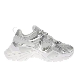 Fila Womens Electrove 3 Metallic Lace Up Sneakers Shoes Casual - Silver