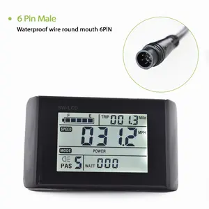 Durable Waterproof Electric Bike Speedometer Sw900 6pin, Shockproof Wired Display Controller, Compatible with Uart 2 Protocol