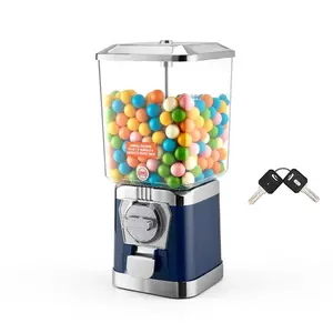 VEVOR Gumball Machine for Kids, 17H Home Candy Vending Machine, PC Gumball Dispenser, Bubble Gum Machine for Game Stores, Coin Operated Gumball Bank for Toy Capsules Bouncy Balls Candy, Blue