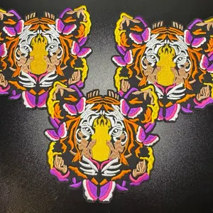 Iron On Patches - Vibrant Tiger Design for Customization and Style
