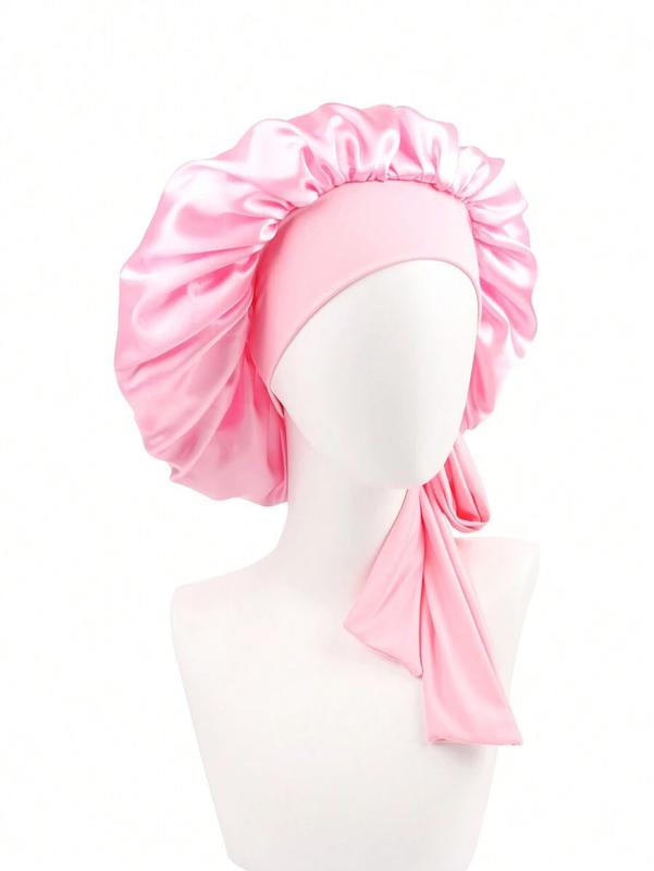 Stretch Satin Colored Bonnet Cap For Women's Long Hair, Suitable For Sleeping, Makeup, Beauty And Heat Styling