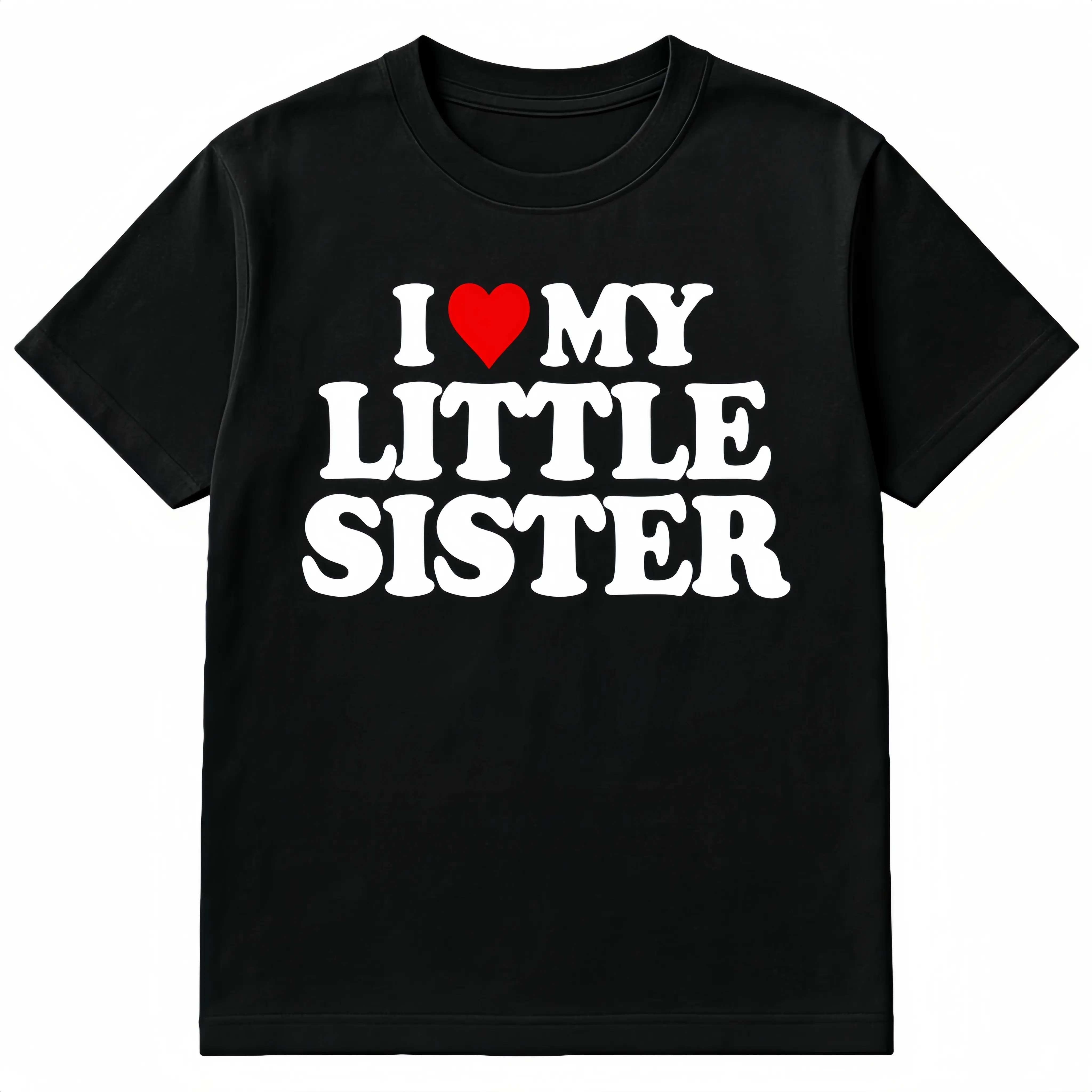Women's Funny 'Sister Love' Dabbing Graphic T-Shirt, Black Casual Short-Sleeve Cotton Crewneck, Festive Holiday Gift, Made in USA