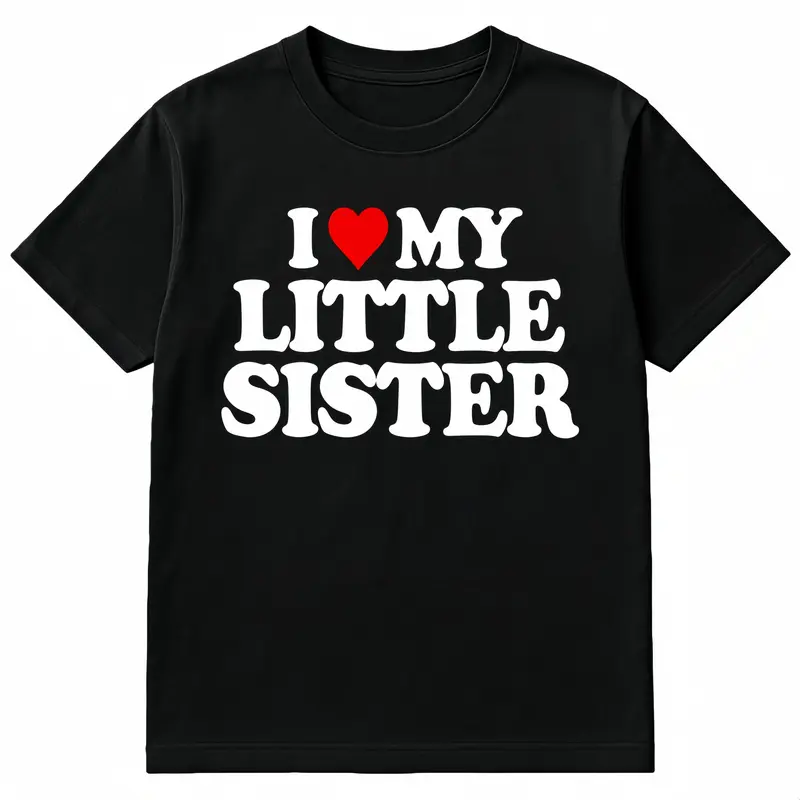 Women's Funny 'Sister Love' Dabbing Graphic T-Shirt, Black Casual Short-Sleeve Cotton Crewneck, Festive Holiday Gift, Made in USA