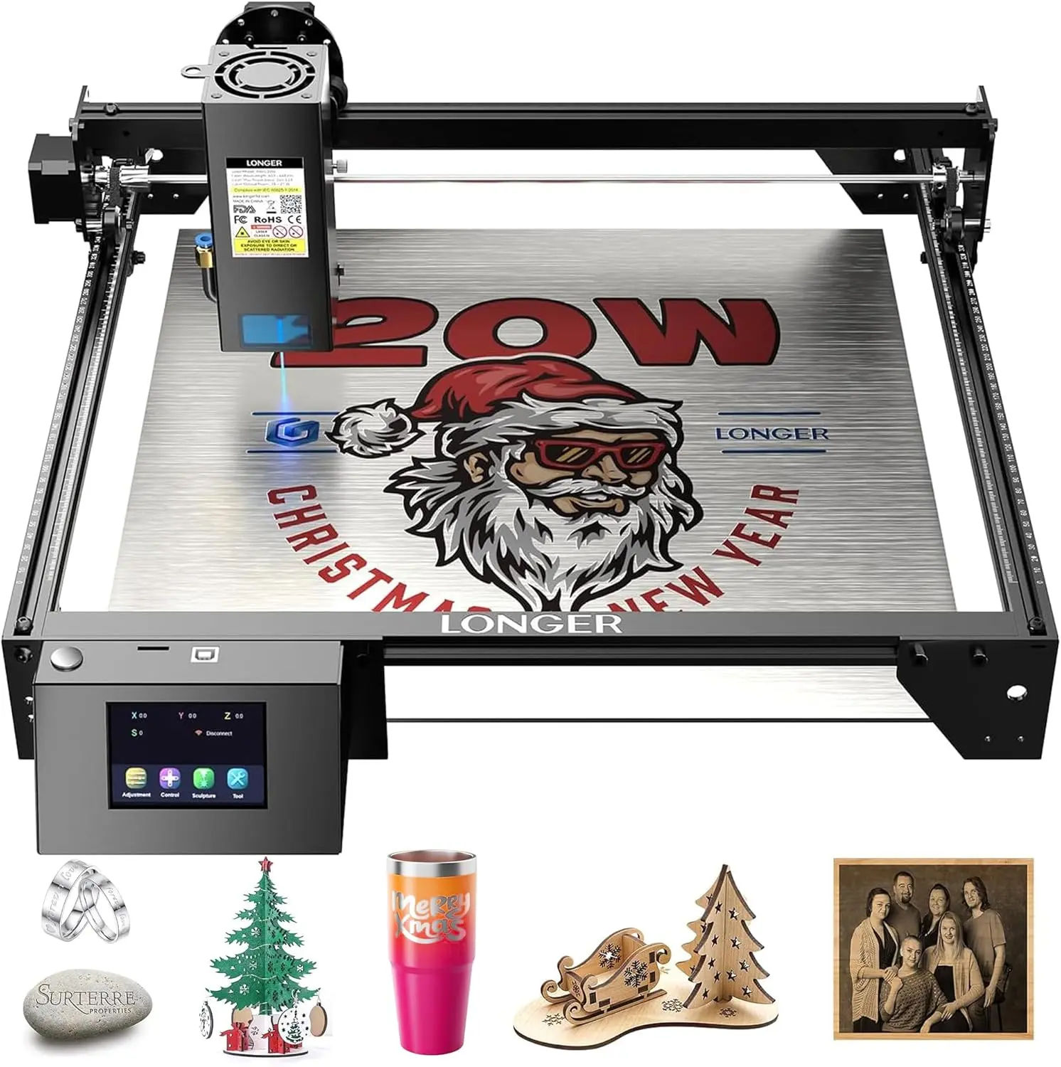 Longer New Upgrade RAY5 20W Laser Engraver-Cutter, 20000mW Output, 32-bit Motherboard, 130W CNC Power Tool, App Offline Control for Metal, Glass, Wood Cutting, Power Tools, Hardware, Usb, Wifi